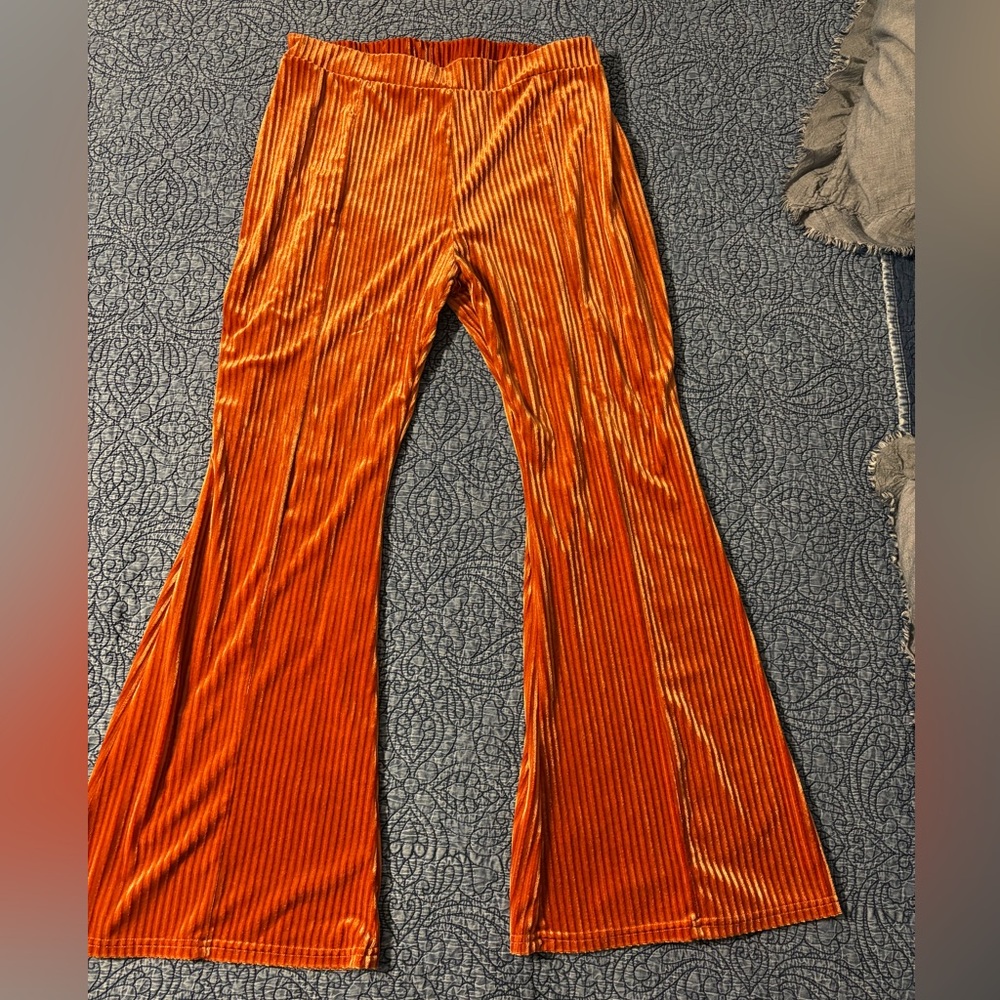 Velvet Orange Flared Pants